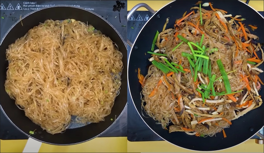 đĩa măng xé sợi xào miến thơm ngon, lót dạ trong các bữa cỗ